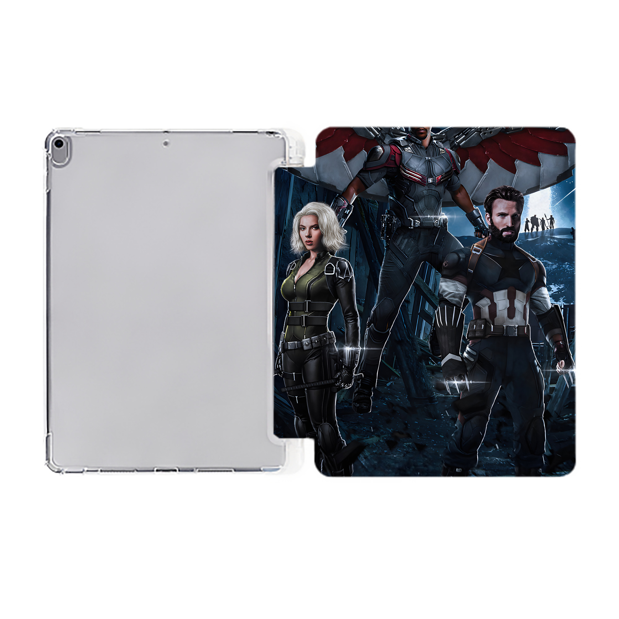 （画像用） アベンジャーズ The Avengers IPad ケース ペン収納付き 三つ折りスタンド PUレザー×シリコン 対応機種9.5/10.5/10.9インチ